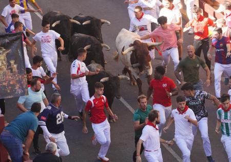 Imagen Trote templado y grandes carreras delante de la cara de los toros marcan el séptimo encierro 