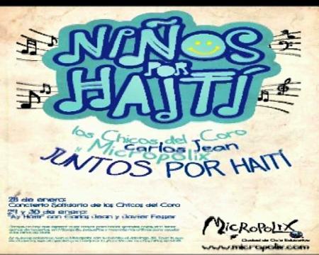 Imagen Micrópolix con los niños de Haití